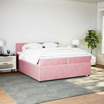 vidaXL Sommier à lattes de lit avec matelas Rose 200x200 cm Velours