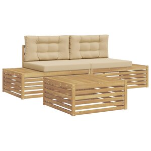 vidaXL 4 Pièces Ensemble de canapés d'extérieur Polyester Blanc