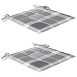 Vidaxl chaises à dîner 2 pièces avec coussins à carreaux gris teck