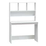 Bureau table poste de travail meuble d'ordinateur informatique étude avec étagères 102 x 45 x 148 cm bois d'ingénierie blanc 02_0023483