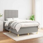 vidaXL Sommier à lattes de lit et matelas gris clair 120x190 cm tissu