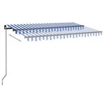vidaXL Auvent automatique capteur de vent/LED 450x300 cm Bleu et blanc