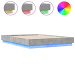vidaXL Cadre de lit avec LED sans matelas gris béton 135x190 cm