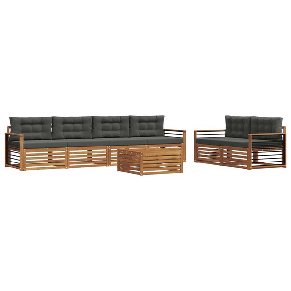vidaXL Ensemble de canapés d'extérieur 7 pc Naturel et Anthracite