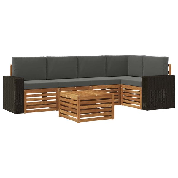 vidaXL Ensemble de canapés d'extérieur 6 pc Naturel et Anthracite