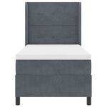 vidaXL Lit à ressorts avec matelas Gris foncé 90 x 190 cm Velours