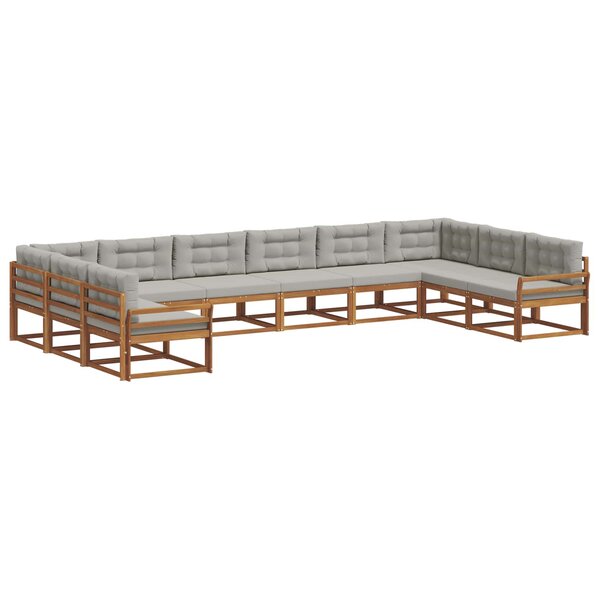 vidaXL Ensemble de canapés d'extérieur 10 Pièces Gris Naturel et Clair