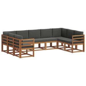 vidaXL Ensemble de canapés d'extérieur 9 pc Naturel et Anthracite