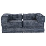Pouf convertible modulable 2 places en tissu indigo vidaXL