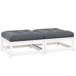 vidaXL Repose-pieds de jardin avec coussins lot de 2 Blanc Bois de pin