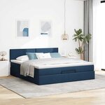 VidaXL Cadre de lit ottoman avec matelas bleu 180x200 cm tissu