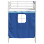 vidaXL Cadre de Lit Mezzanine pour Enfants avec Rideaux Blanc et Bleu