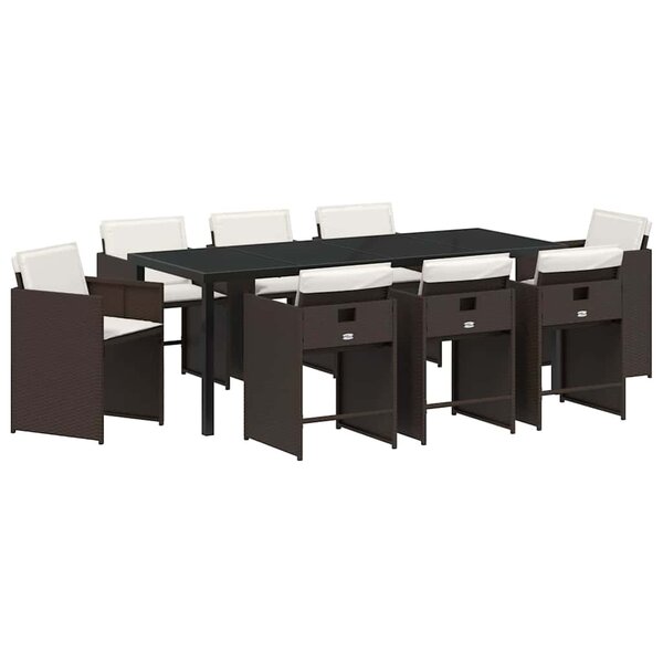 vidaXL Ensemble de salle à manger pour jardin 9 pc Marron polyrotin