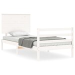vidaXL Cadre de lit avec tête de lit blanc simple bois massif