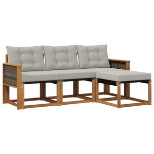 vidaXL Ensemble de canapés d'extérieur 4 pc Naturel et gris clair