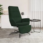 vidaXL Chaise de relaxation avec repose-pied Vert foncé Velours