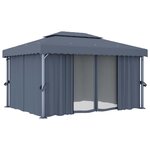 vidaXL Tonnelle avec rideau 4x3 m Anthracite Aluminium