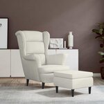 vidaXL Fauteuil à oreilles avec tabouret crème velours