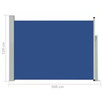 vidaXL Auvent latéral rétractable de patio 120x500 cm Bleu