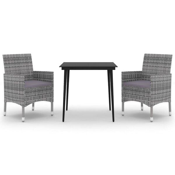 vidaXL Ensemble à manger de jardin coussins 3 Pièces Résine tressée Verre