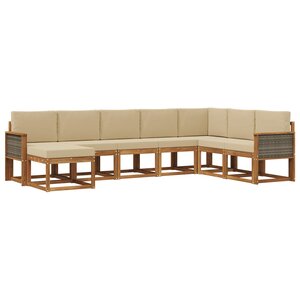 vidaXL Ensemble de canapés d'extérieur 8 pc Naturel et Beige