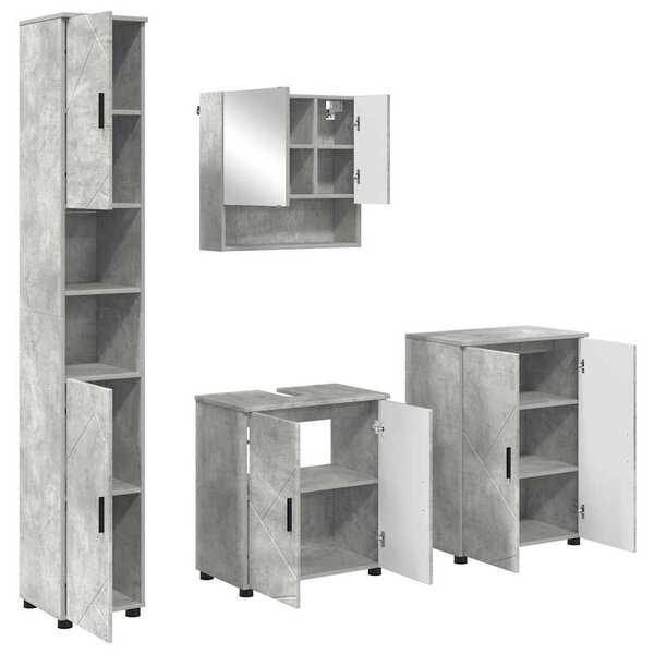 vidaXL Ensemble de mobilier de salle de bain 4 Pièces Gris béton