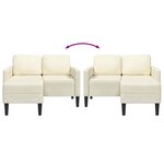 vidaXL Canapé 2 places avec méridienne en L crème 125 cm velours