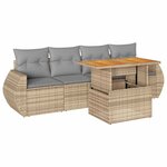 vidaXL Salon de jardin avec coussins 5 Pièces beige résine tressée