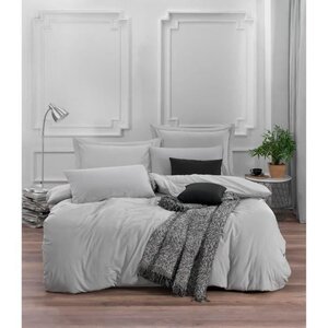 Parure de lit - housse de couette 220 x 240 + 2 taies d'oreiller 60 x 60 65 coton- Gris