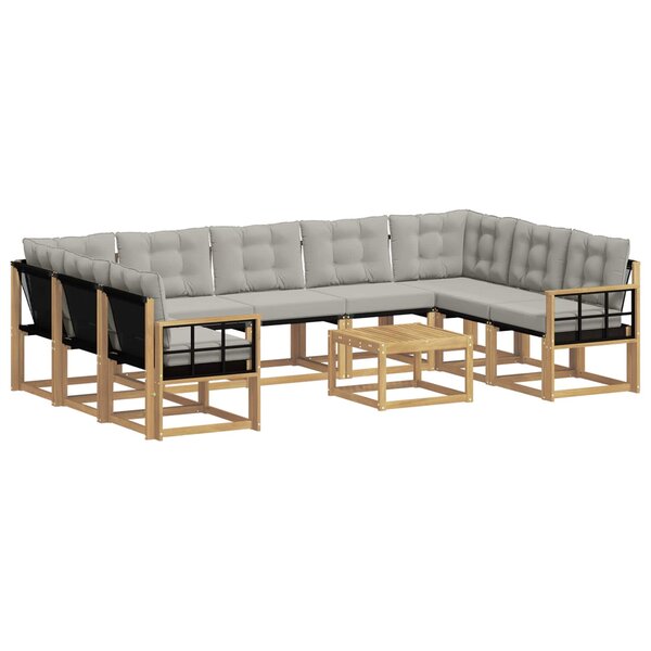 vidaXL Ensemble de canapés d'extérieur 10 pc Blanc et gris clair