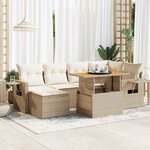 vidaXL Salon de jardin avec coussins 7 Pièces beige résine tressée