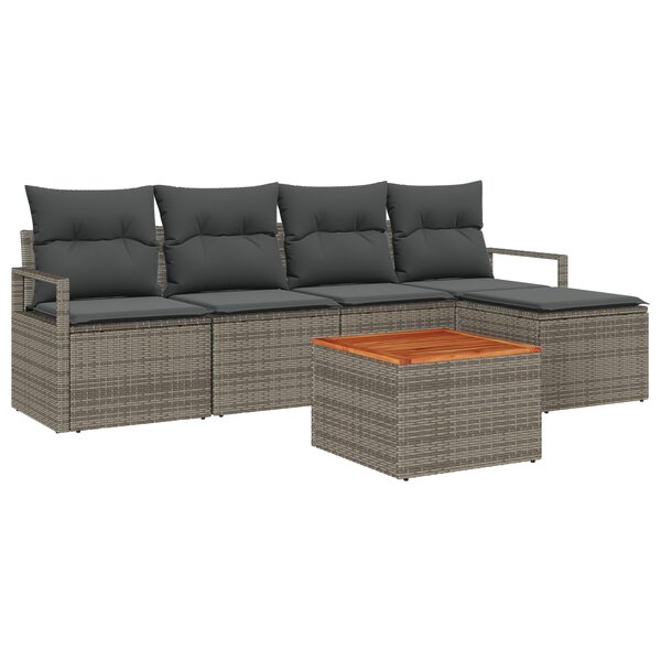 vidaXL Ensemble de Canapé de Jardin 6 Pièces Gris Grand