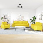 vidaXL Ensemble de canapés 3 Pièces coussins décoratifs jaune clair tissu
