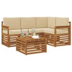 vidaXL Ensemble de canapés d'extérieur 5 Pièces Naturel et Beige