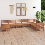 vidaXL Salon de jardin 8 Pièces Bois de pin massif Marron miel