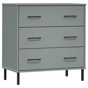 vidaXL Buffet avec 3 tiroirs Gris 77x40x79 5 cm Bois massif OSLO
