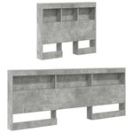 vidaXL Tête de lit de rangement Gris béton 90 cm Bois d'ingénierie