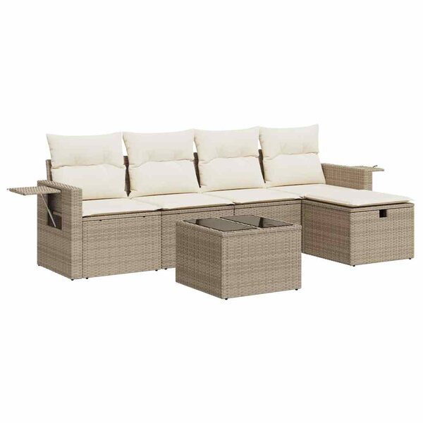 vidaXL Salon de jardin avec coussins 6 Pièces beige résine tressée