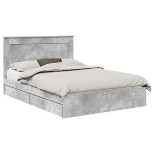 vidaXL Lit de Rangement Gris béton 150 x 200 cm Bois d'ingénierie