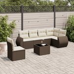 vidaXL Salon de jardin avec coussins 7 Pièces marron résine tressée