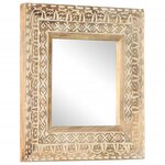 vidaXL Miroir sculpté à la main 50x50x2 6 cm Bois de manguier solide