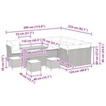 vidaXL Ensemble de canapé de jardin avec coussin 13 Pièces Noir