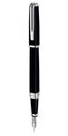 WATERMAN Exception stylo plume fin, noir, attributs plaqué argent, plume moyenne 18K, en écrin