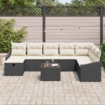 vidaXL Ensemble de canapé de jardin 9 Pièces Noir 55 x 62 x 69 cm