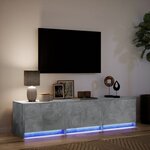 vidaXL Meuble TV avec LED gris béton 165x34x40 cm bois d'ingénierie