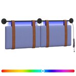 vidaXL Tête de lit suspendue Avec lumière LED Bleu denim PU antique