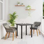 vidaXL Ensemble de salle à manger pour jardin 3 Pièces Gris polyrotin