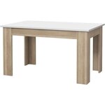 PILVI Table a manger - L 140 x I90 x H 75 cm - Blanc et chene sonoma