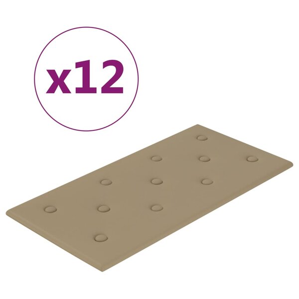 vidaXL Panneaux muraux 12 Pièces Cappuccino 60x30 cm Similicuir 2 16 m²