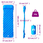 vidaXL Matelas de camping gonflable avec oreiller 1 personne bleu